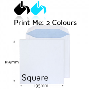 195 x 195mm Square - Printed 2 Colour Front And / Or Back